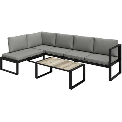 Outsunny Außen-Eck-Gartenlounge für 5 Personen, modulare Sofas, Sessel ohne Armlehnen, Couchtisch, Kissen, Metallgestell und Textilene, Gartenmöbel für Terrasse & Balkon, Grau Aosom Outsunny Außen-Eck-Gartenlounge für 5 Personen, modulare Sofas, Sessel ohne Armlehnen, Couchtisch, Kissen, Metallgestell und Textilene, Gartenmöbel für Terrasse & Balkon, Grau Aosom