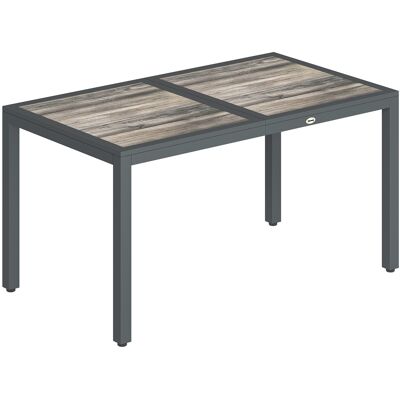Outsunny Rechteckiger Gartentisch für 4 bis 6 Personen, Außen-Esstisch mit Holzoptik-Tischplatte und Stahlbeinen, für Balkon, Veranda, Terrasse, 140 x 80 x 72 cm, dunkelgrau Aosom Outsunny Rechteckiger Gartentisch für 4 bis 6 Personen, Außen-Esstisch mit Holzoptik-Tischplatte und Stahlbeinen, für Balkon, Veranda, Terrasse, 140 x 80 x 72 cm, dunkelgrau Aosom
