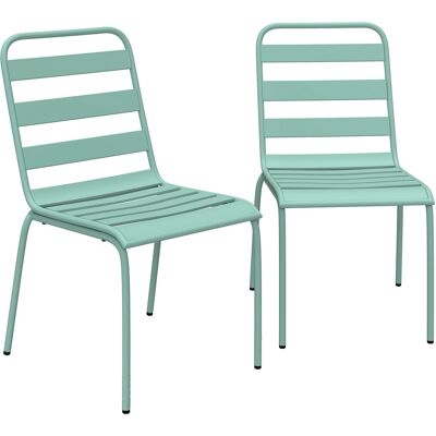 Outsunny 2er-Set Gartenstühle, stapelbare Metallstühle für Essbereich im Freien, Gartenmöbel für Terrasse, Balkon, Grün Aosom Outsunny 2er-Set Gartenstühle, stapelbare Metallstühle für Essbereich im Freien, Gartenmöbel für Terrasse, Balkon, Grün Aosom