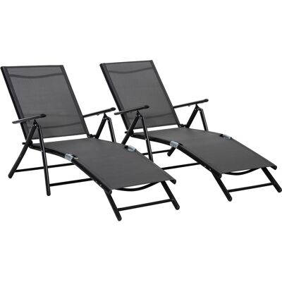 Outsunny 2er-Set Sonnenliegen, klappbare Liege mit 7-fach verstellbarer Rückenlehne, Netzbezug, Aluminiumrahmen, Gartenliege für Camping, Pool, Terrasse, 64 x 134 x 95 cm, schwarz Aosom Outsunny 2er-Set Sonnenliegen, klappbare Liege mit 7-fach verstellbarer Rückenlehne, Netzbezug, Aluminiumrahmen, Gartenliege für Camping, Pool, Terrasse, 64 x 134 x 95 cm, schwarz Aosom