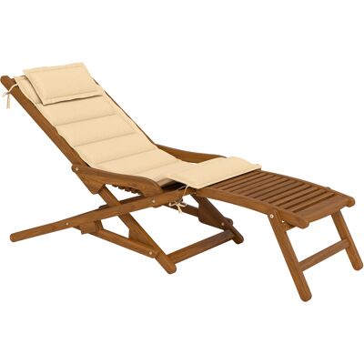 Outsunny Klapp-Liege/Stuhl aus Akazienholz, Gartenstuhl mit abnehmbarem Fußteil und Kissen mit Nackenstütze, Belastbar bis 160 kg, für Terrasse, Patio, Strand, 158x61x70 cm, Beige Aosom Outsunny Klapp-Liege/Stuhl aus Akazienholz, Gartenstuhl mit abnehmbarem Fußteil und Kissen mit Nackenstütze, Belastbar bis 160 kg, für Terrasse, Patio, Strand, 158x61x70 cm, Beige Aosom