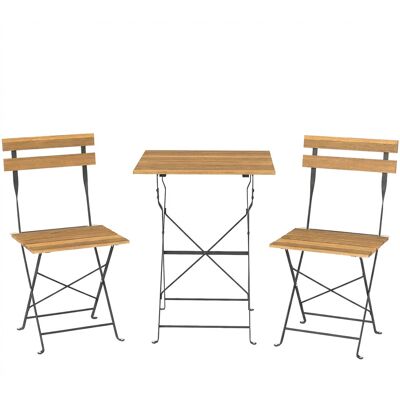 Outsunny 3-teiliges Bistrot-Gartenmöbel-Set, Terrassenmöbel mit 2 klappbaren Stühlen und quadratischem Akazienholz-Tisch, Metallgestell, für Balkon Terrasse Garten, Natur Aosom Outsunny 3-teiliges Bistrot-Gartenmöbel-Set, Terrassenmöbel mit 2 klappbaren Stühlen und quadratischem Akazienholz-Tisch, Metallgestell, für Balkon Terrasse Garten, Natur Aosom