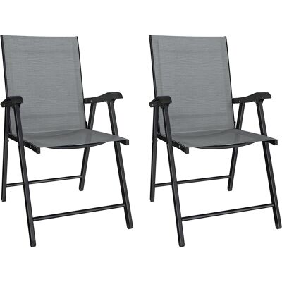 Outsunny Set mit 2 klappbaren Gartenstühlen, Hochlehner mit Armlehnen, atmungsaktives Texteline-Gewebe und Stahlgestell für Terrasse und Balkon, Hellgrau Aosom Outsunny Set mit 2 klappbaren Gartenstühlen, Hochlehner mit Armlehnen, atmungsaktives Texteline-Gewebe und Stahlgestell für Terrasse und Balkon, Hellgrau Aosom