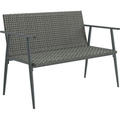 Outsunny 2‑sitzige Gartenbank aus Polyrattan mit Armlehnen, Rückenlehnen und verstellbaren Füßen, feuerverzinkter Stahlrahmen, Gartenbank für Terrasse Balkon Garten, Grau Aosom Outsunny 2‑sitzige Gartenbank aus Polyrattan mit Armlehnen, Rückenlehnen und verstellbaren Füßen, feuerverzinkter Stahlrahmen, Gartenbank für Terrasse Balkon Garten, Grau Aosom
