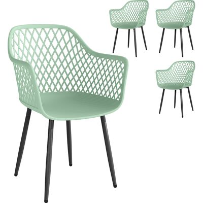 Outsunny Set 4 Gartenstühle aus UV-beständigem Polypropylen, Outdoor-Essstühle mit diamantförmiger Rückenlehne, Armlehnen, Metallbeine, für Patio Balkon Terrasse Außenbereich, 56x51x84 cm, Grün Aosom Outsunny Set 4 Gartenstühle aus UV-beständigem Polypropylen, Outdoor-Essstühle mit diamantförmiger Rückenlehne, Armlehnen, Metallbeine, für Patio Balkon Terrasse Außenbereich, 56x51x84 cm, Grün Aosom