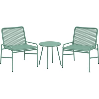 Outsunny 3‑teiliges Garten-Set aus Geflecht, runder Gartentisch mit 2 Stühlen, verstellbare Füße, galvanisierter Stahlrahmen, Gartenmöbel für Balkon Terrasse Patio, Grün Aosom Outsunny 3‑teiliges Garten-Set aus Geflecht, runder Gartentisch mit 2 Stühlen, verstellbare Füße, galvanisierter Stahlrahmen, Gartenmöbel für Balkon Terrasse Patio, Grün Aosom