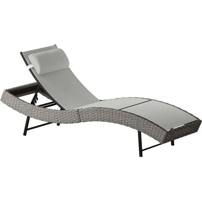 Outsunny Poly Rattan Sonnenliege S-förmige Gartenliege mit 5-fach verstellbare Rückenlehne Kopfstütze atmungsaktive UV-beständige Relaxliege Outdoor Rattan Liege Gartenmöbel für Garten Pool Hellgrau Aosom Outsunny Poly Rattan Sonnenliege S-förmige Gartenliege mit 5-fach verstellbare Rückenlehne Kopfstütze atmungsaktive UV-beständige Relaxliege Outdoor Rattan Liege Gartenmöbel für Garten Pool Hellgrau Aosom