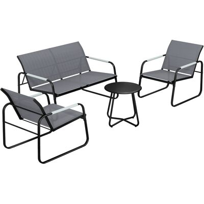 Outsunny Gartenmöbel Set Sitzgruppe für 4 Personen Atmungsaktiv Gartenlounge mit 2er Sofa 2 Sessel Seilflecht Rund Tisch Fußpads, Wetterfest Outdoor Balkonmöbel Terrassenmöbel für Garten Balkon Grau Aosom Outsunny Gartenmöbel Set Sitzgruppe für 4 Personen Atmungsaktiv Gartenlounge mit 2er Sofa 2 Sessel Seilflecht Rund Tisch Fußpads, Wetterfest Outdoor Balkonmöbel Terrassenmöbel für Garten Balkon Grau Aosom