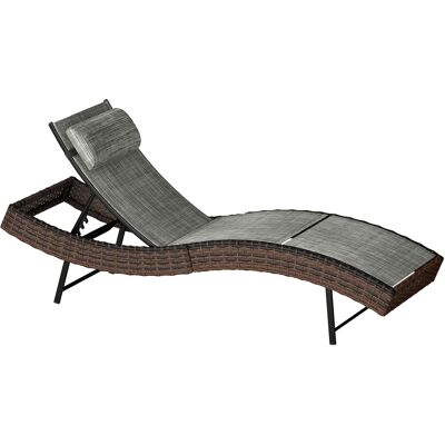 Outsunny S-förmige Garten-Sonnenliege aus Rattan mit Nackenkissen, 5-fach verstellbar, für Terrasse Strand Pool Garten, 60x198x44cm, Braun Aosom Outsunny S-förmige Garten-Sonnenliege aus Rattan mit Nackenkissen, 5-fach verstellbar, für Terrasse Strand Pool Garten, 60x198x44cm, Braun Aosom