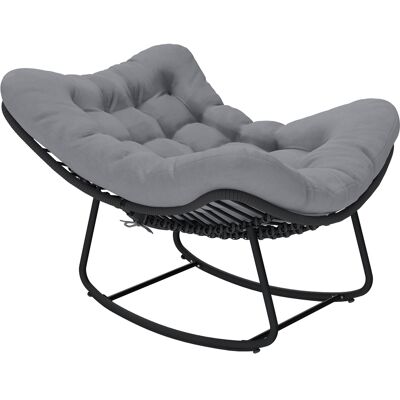 Outsunny Schaukelstuhl für Außen & Innen aus Rattan, Oversize-Schaukelstuhl mit gepolstertem Kissen, verzinkter Metallrahmen, max. 120 kg, für Garten Balkon Wohnzimmer, Dunkelgrau Aosom Outsunny Schaukelstuhl für Außen & Innen aus Rattan, Oversize-Schaukelstuhl mit gepolstertem Kissen, verzinkter Metallrahmen, max. 120 kg, für Garten Balkon Wohnzimmer, Dunkelgrau Aosom