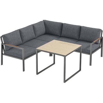 Outsunny Outdoor‑Lounge 3‑teilig für 5 Personen, 2 Sofas mit abnehmbaren dicken Kissen, 1 Couchtisch mit Glasplatte, Outdoor‑Sofaset für Terrasse & Balkon, Dunkelgrau Aosom Outsunny Outdoor‑Lounge 3‑teilig für 5 Personen, 2 Sofas mit abnehmbaren dicken Kissen, 1 Couchtisch mit Glasplatte, Outdoor‑Sofaset für Terrasse & Balkon, Dunkelgrau Aosom