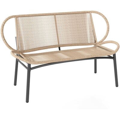 Outsunny Gartenbank 2-Sitzer aus geflochtenem PE-Rattan, Außenbank, atmungsaktive Rückenlehne und Sitzfläche, wetterbeständig, Metallgestell, Belastbarkeit 320kg, für Patio, Terrasse, 138x62x83cm, Natur Aosom Outsunny Gartenbank 2-Sitzer aus geflochtenem PE-Rattan, Außenbank, atmungsaktive Rückenlehne und Sitzfläche, wetterbeständig, Metallgestell, Belastbarkeit 320kg, für Patio, Terrasse, 138x62x83cm, Natur Aosom