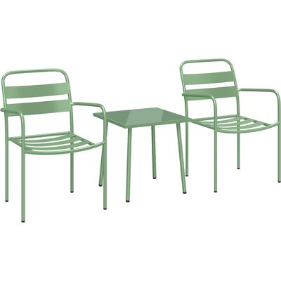 Outsunny 3‑teiliges Garten-Bistro-Set - Tisch mit gehärteter Glasplatte und 2 Lattenstühle, verzinkter rostbeständiger Stahlrahmen - Stilvolle Garten-, Balkon- und Terrassenmöbel, Grün Aosom Outsunny 3‑teiliges Garten-Bistro-Set - Tisch mit gehärteter Glasplatte und 2 Lattenstühle, verzinkter rostbeständiger Stahlrahmen - Stilvolle Garten-, Balkon- und Terrassenmöbel, Grün Aosom