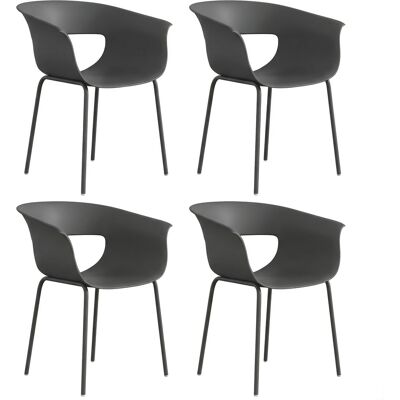 Outsunny Gartenstühle 4er Set ergonomisch Balkonstühle mit Ausschnittdesign Armlehne Wetterfest rostbeständig Outdoor Stühle bis 120 kg Terrassenstühle für Garten Balkon Terrasse Dunkelgrau Aosom Outsunny Gartenstühle 4er Set ergonomisch Balkonstühle mit Ausschnittdesign Armlehne Wetterfest rostbeständig Outdoor Stühle bis 120 kg Terrassenstühle für Garten Balkon Terrasse Dunkelgrau Aosom