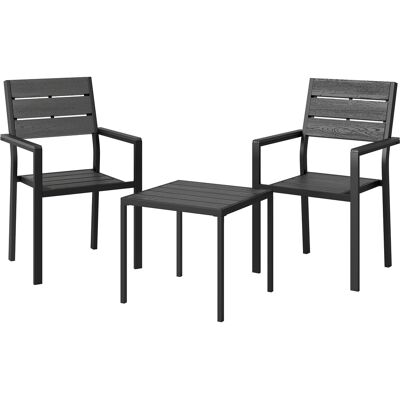 Outsunny 3-teiliges Garten Bistro Set Bistrotisch mit 2 Stühlen Lamellendesign Holzoptik HDPE-Tischplatte, Rostbeständig Bistro Gartenmöbel Balkonmöbel Set Outdoor Balkonset für Garten Terrasse Aosom Outsunny 3-teiliges Garten Bistro Set Bistrotisch mit 2 Stühlen Lamellendesign Holzoptik HDPE-Tischplatte, Rostbeständig Bistro Gartenmöbel Balkonmöbel Set Outdoor Balkonset für Garten Terrasse Aosom