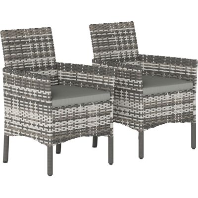 Outsunny 2er Set Gartenstuhl Polyrattan Gartenmöbel mit 2 Sessel Abnehmbaren Kissen Stahlrahmen, Leicht Outdoor Gartensessel Gartenstühle Balkonstuhl für Garten Balkon Terrasse Grau Aosom Outsunny 2er Set Gartenstuhl Polyrattan Gartenmöbel mit 2 Sessel Abnehmbaren Kissen Stahlrahmen, Leicht Outdoor Gartensessel Gartenstühle Balkonstuhl für Garten Balkon Terrasse Grau Aosom