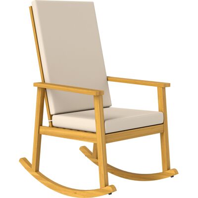 Outsunny Schaukelstuhl aus Akazienholz Schaukelsessel mit hoher Rückenlehne Kissen, Gartenstuhl bis 160 kg Outdoor Relaxstuhl Schwingsessel für Garten Balkon Hof Terrasse 60 x 89 x 107 cm Beige Aosom Outsunny Schaukelstuhl aus Akazienholz Schaukelsessel mit hoher Rückenlehne Kissen, Gartenstuhl bis 160 kg Outdoor Relaxstuhl Schwingsessel für Garten Balkon Hof Terrasse 60 x 89 x 107 cm Beige Aosom