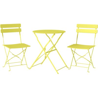 Outsunny 3-teiliges Garten Bistro Set Klappbar Bistrotisch mit 2 Stühlen Lamellen-Sitz Doppelt X-Beine, Rostbeständig Bistro Gartenmöbel Balkonmöbel Set Outdoor Balkonset für Garten Terrasse Gelb Aosom Outsunny 3-teiliges Garten Bistro Set Klappbar Bistrotisch mit 2 Stühlen Lamellen-Sitz Doppelt X-Beine, Rostbeständig Bistro Gartenmöbel Balkonmöbel Set Outdoor Balkonset für Garten Terrasse Gelb Aosom