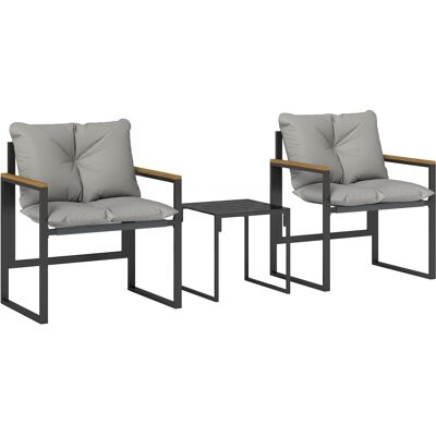 Outsunny Bistro-Set für 2 Personen, 3-teiliges Garten-Bistro-Set mit Metallrahmen, Tisch und Stühlen mit dicken Polstern, Gartenmöbel für Balkon, Terrasse oder Rasen Aosom Outsunny Bistro-Set für 2 Personen, 3-teiliges Garten-Bistro-Set mit Metallrahmen, Tisch und Stühlen mit dicken Polstern, Gartenmöbel für Balkon, Terrasse oder Rasen Aosom