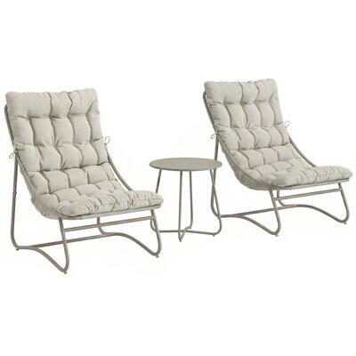 Outsunny Balkonmöbel Set 3 teilig Gartenmöbel Set mit Tisch Kissen Stahlgestell verstellbar Fußpads, Atmungsaktiv Balcony Furniture Bequem Balkon Möbel Sitzgruppe für Garten Balkon Terrasse Hellgrau Aosom Outsunny Balkonmöbel Set 3 teilig Gartenmöbel Set mit Tisch Kissen Stahlgestell verstellbar Fußpads, Atmungsaktiv Balcony Furniture Bequem Balkon Möbel Sitzgruppe für Garten Balkon Terrasse Hellgrau Aosom