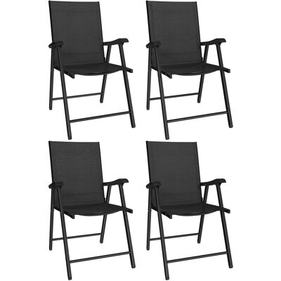 Outsunny 4er-Set klappbare Gartenstühle aus Textilene - Gartenmöbel mit robustem Stahlgestell, kein Aufbau - Terrassen- und Balkonstuhl mit ergonomischer Rückenlehne, Schwarz Aosom Outsunny 4er-Set klappbare Gartenstühle aus Textilene - Gartenmöbel mit robustem Stahlgestell, kein Aufbau - Terrassen- und Balkonstuhl mit ergonomischer Rückenlehne, Schwarz Aosom