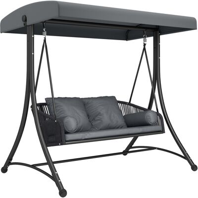 Outsunny Hollywoodschaukel Rattan 2-Sitzer Gartenschaukel mit Verstellbarem Sonnendach weichem Kissen A-Rahmen, Schaukelbank belastbar bis 240kg, für Garten Terrasse 178 x 120 x 172 cm Dunkelgrau Aosom Outsunny Hollywoodschaukel Rattan 2-Sitzer Gartenschaukel mit Verstellbarem Sonnendach weichem Kissen A-Rahmen, Schaukelbank belastbar bis 240kg, für Garten Terrasse 178 x 120 x 172 cm Dunkelgrau Aosom