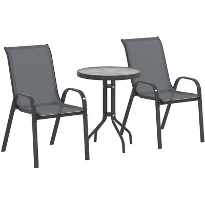 Outsunny Bistro-Set 3-teilig Wetterfest Gartenmöbel Set mit Glastisch Stapelbare Gartenstühlen Outdoor Balkonmöbel Set Sitzgruppe Balkonset Gartengarnitur Dunkelgrau Aosom Outsunny Bistro-Set 3-teilig Wetterfest Gartenmöbel Set mit Glastisch Stapelbare Gartenstühlen Outdoor Balkonmöbel Set Sitzgruppe Balkonset Gartengarnitur Dunkelgrau Aosom