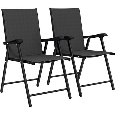 Outsunny 2er-Set Klappstuhl Gartenstuhl klappbar mit hoher Rückenlehne Armlehne für Garten Balkon Terrasse Stahl, Texteline Schwarz 58 x 62 x 97 cm Aosom Outsunny 2er-Set Klappstuhl Gartenstuhl klappbar mit hoher Rückenlehne Armlehne für Garten Balkon Terrasse Stahl, Texteline Schwarz 58 x 62 x 97 cm Aosom