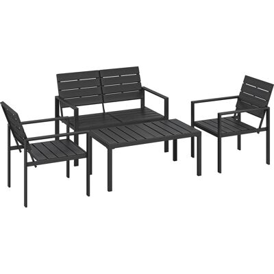 Outsunny Gartenmöbel Set Gartenmöbel set wetterfest 4 Personen mit 2er-Sofa 2 Sesseln Breiter Couchtisch HDPE-Latten für Garten Schwarz Aosom.de Outsunny Gartenmöbel Set Gartenmöbel set wetterfest 4 Personen mit 2er-Sofa 2 Sesseln Breiter Couchtisch HDPE-Latten für Garten Schwarz Aosom.de