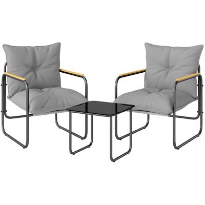 Outsunny 3-teiliges Garten Bistro Set Bistrotisch mit 2 Stühlen Glastisch Netz-Sitz dicken Kissen Holzoptik, Atmungsaktiv Bistro Gartenmöbel Balkonmöbel Set Outdoor Balkonset für Garten Terrasse Aosom Outsunny 3-teiliges Garten Bistro Set Bistrotisch mit 2 Stühlen Glastisch Netz-Sitz dicken Kissen Holzoptik, Atmungsaktiv Bistro Gartenmöbel Balkonmöbel Set Outdoor Balkonset für Garten Terrasse Aosom