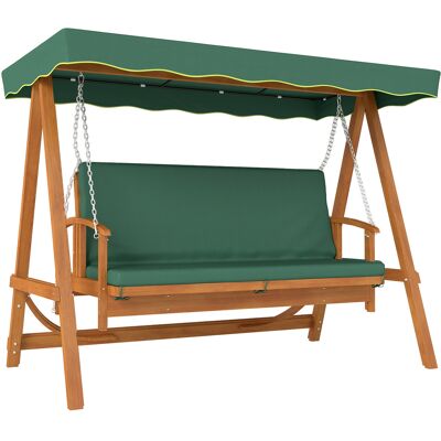 Outsunny Hollywoodschaukel mit Liegefunktion, Gartenschaukel aus Holz, 3-Sitzer, Abnehmbare & waschbare Kissen, für Garten, Dunkelgrün Aosom.de Outsunny Hollywoodschaukel mit Liegefunktion, Gartenschaukel aus Holz, 3-Sitzer, Abnehmbare & waschbare Kissen, für Garten, Dunkelgrün Aosom.de