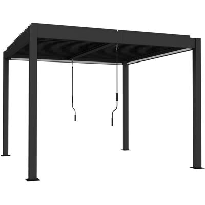 Outsunny Pergola 3x3 m Aluminium Terrassenüberdachung mit LED-Beleuchtung Fernbedienung verstellbar Lamellendach Entwässerungsrinnen, wetterfest stabil Pavillon Terrassendach Gartenpavillon Dunkelgrau Aosom Outsunny Pergola 3x3 m Aluminium Terrassenüberdachung mit LED-Beleuchtung Fernbedienung verstellbar Lamellendach Entwässerungsrinnen, wetterfest stabil Pavillon Terrassendach Gartenpavillon Dunkelgrau Aosom