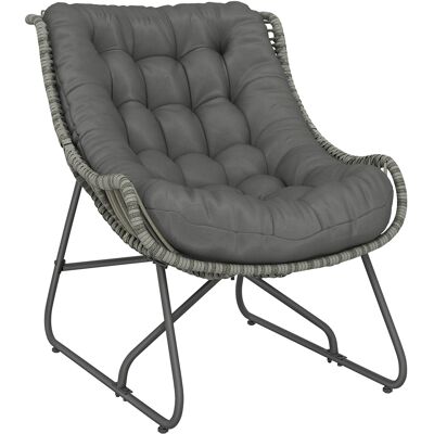 Outsunny Rattansessel mit dicke Kissen Bänder Stahlrahmen, gepolsterter Outdoor Sessel aus Polyrattan, Korbsessel bis 120kg, Gartensessel Gartenstühle für Garten Balkon Veranda Terrasse Dunkelgrau Aosom Outsunny Rattansessel mit dicke Kissen Bänder Stahlrahmen, gepolsterter Outdoor Sessel aus Polyrattan, Korbsessel bis 120kg, Gartensessel Gartenstühle für Garten Balkon Veranda Terrasse Dunkelgrau Aosom