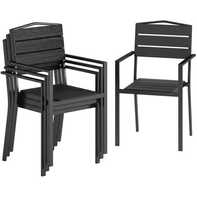 Outsunny Gartenstühle 4er Set Stapelbare Terrassenstühle mit Lamelldesign Armlehnen, wetterfest Balkonstühle 120 kg Belastbar Stapelstühle für Garten, Balkon Terrasse 52 x 51 x 90 cm Schwarz Aosom Outsunny Gartenstühle 4er Set Stapelbare Terrassenstühle mit Lamelldesign Armlehnen, wetterfest Balkonstühle 120 kg Belastbar Stapelstühle für Garten, Balkon Terrasse 52 x 51 x 90 cm Schwarz Aosom