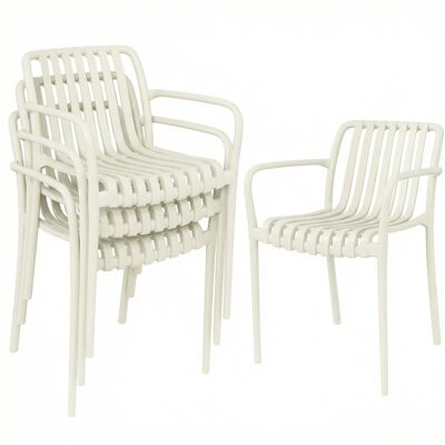 Outsunny Gartenstühle 4er Set Stapelbare Terrassenstühle mit Lamelldesign Armlehnen, Ergonomisch Balkonstühle bis 120 kg Stapelstühle für Garten, Balkon Terrasse 55 x 58,5 x 81,5 cm Cremeweiß Aosom Outsunny Gartenstühle 4er Set Stapelbare Terrassenstühle mit Lamelldesign Armlehnen, Ergonomisch Balkonstühle bis 120 kg Stapelstühle für Garten, Balkon Terrasse 55 x 58,5 x 81,5 cm Cremeweiß Aosom
