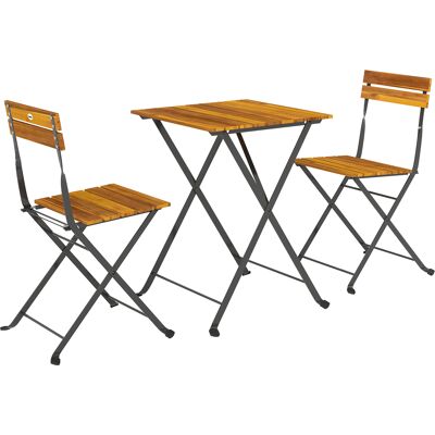 Outsunny Sitzgruppe 3 tlg. Essgruppe für 2 Personen klappbarer Esstisch mit 2 klappbare Stühle, Bistroset Esszimmergruppe Küchentisch-Set mit Stahlgestell Balkonmöbel für Terrasse, Balkon Teak Aosom Outsunny Sitzgruppe 3 tlg. Essgruppe für 2 Personen klappbarer Esstisch mit 2 klappbare Stühle, Bistroset Esszimmergruppe Küchentisch-Set mit Stahlgestell Balkonmöbel für Terrasse, Balkon Teak Aosom