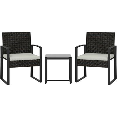 Outsunny Rattan Bistroset, 3 teiliges Gartenmöbel-Set mit 2 Gartenstühlen, Couchtisch, abnehmbar Kissen, Balkonmöbel-Set Sitzgruppe Gartengarnitur für Garten, Terrasse, Cremeweiß Aosom Outsunny Rattan Bistroset, 3 teiliges Gartenmöbel-Set mit 2 Gartenstühlen, Couchtisch, abnehmbar Kissen, Balkonmöbel-Set Sitzgruppe Gartengarnitur für Garten, Terrasse, Cremeweiß Aosom
