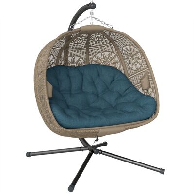 Outsunny Hängesessel Hängekorb für 2 Personen mit Gestell, faltbare Hängeschaukel & Hängestuhl mit Kissen, Blumen-Strickstoff, Stahl Aosom.de Outsunny Hängesessel Hängekorb für 2 Personen mit Gestell, faltbare Hängeschaukel & Hängestuhl mit Kissen, Blumen-Strickstoff, Stahl Aosom.de
