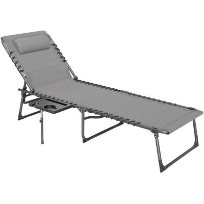 Outsunny Sonnenliege klappbar Gartenliege mit Kopfkissen, Liegestuhl mit 5-Fach verstellbare Rückenlehne, wetterfeste Campingliege, Gartenstuhl bis 120 kg, für Garten Outdoor Strand Pool Grau Aosom Outsunny Sonnenliege klappbar Gartenliege mit Kopfkissen, Liegestuhl mit 5-Fach verstellbare Rückenlehne, wetterfeste Campingliege, Gartenstuhl bis 120 kg, für Garten Outdoor Strand Pool Grau Aosom