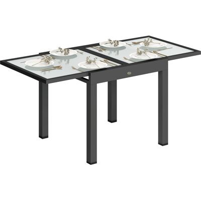 Outsunny Tisch Extensible de Jardin Grande Taille Maße: 160L x 80B x 75H cm Aluminium Dunkelgrau Platte aus Gehärtetem Glas Transparent Aosom Outsunny Tisch Extensible de Jardin Grande Taille Maße: 160L x 80B x 75H cm Aluminium Dunkelgrau Platte aus Gehärtetem Glas Transparent Aosom