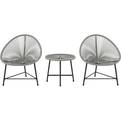 Outsunny Polyrattan Gartenmöbel Set, Outdoor Lounge Balkonmöbel für 2 Personen, 3-teilig Sitzgruppe mit 2 Stühle, Tisch, wetterfest Gartenlounge für Garten, Terrasse Balkon, Grau Aosom Outsunny Polyrattan Gartenmöbel Set, Outdoor Lounge Balkonmöbel für 2 Personen, 3-teilig Sitzgruppe mit 2 Stühle, Tisch, wetterfest Gartenlounge für Garten, Terrasse Balkon, Grau Aosom