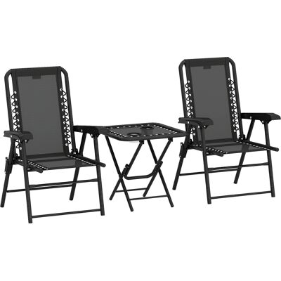Outsunny Bistro Set 3-teilig aus Stahl Wetterfest Gartenmöbel Set mit klappbar Bistrotisch Becherhalter Gartenstühlen Outdoor Balkonmöbel Set Sitzgruppe Balkonset Gartengarnitur Schwarz Aosom Outsunny Bistro Set 3-teilig aus Stahl Wetterfest Gartenmöbel Set mit klappbar Bistrotisch Becherhalter Gartenstühlen Outdoor Balkonmöbel Set Sitzgruppe Balkonset Gartengarnitur Schwarz Aosom