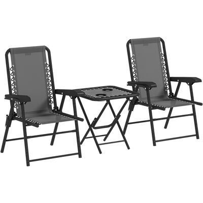 Outsunny Bistro Set 3-teilig aus Stahl Wetterfest Gartenmöbel Set mit klappbar Bistrotisch Becherhalter Gartenstühlen Outdoor Balkonmöbel Set Sitzgruppe Balkonset Gartengarnitur Dunkelgrau Aosom Outsunny Bistro Set 3-teilig aus Stahl Wetterfest Gartenmöbel Set mit klappbar Bistrotisch Becherhalter Gartenstühlen Outdoor Balkonmöbel Set Sitzgruppe Balkonset Gartengarnitur Dunkelgrau Aosom
