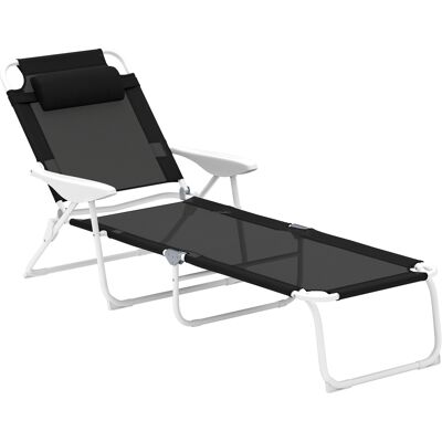 Outsunny Sonnenliege klappbar Gartenliege mit Kopfkissen, Liegestuhl mit 4-Fach verstellbare Rückenlehne, wetterfeste Campingliege, Gartenstuhl bis 120 kg belastbar, für Garten Outdoor Strand Schwarz Aosom Outsunny Sonnenliege klappbar Gartenliege mit Kopfkissen, Liegestuhl mit 4-Fach verstellbare Rückenlehne, wetterfeste Campingliege, Gartenstuhl bis 120 kg belastbar, für Garten Outdoor Strand Schwarz Aosom