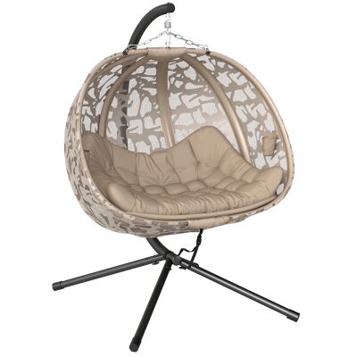 Outsunny Hängesessel 2 Sitzer Hängestuhl mit Kissen klappbare Hängeschaukel bis 240 kg belastbar Polyester Stahl Sandfarbe Aosom.de Outsunny Hängesessel 2 Sitzer Hängestuhl mit Kissen klappbare Hängeschaukel bis 240 kg belastbar Polyester Stahl Sandfarbe Aosom.de