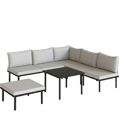 Outsunny Lounge Gartenmöbel Set 5-6 Personen Gartenlounge Set mit 2 Sitzer Gartensofa 2 Stühle Eckstuhl Lamell-Tisch Fußhocker dicke Kissen, Balkonmöbel Ecksofa Outdoor Sitzgruppe Hellgrau Aosom Outsunny Lounge Gartenmöbel Set 5-6 Personen Gartenlounge Set mit 2 Sitzer Gartensofa 2 Stühle Eckstuhl Lamell-Tisch Fußhocker dicke Kissen, Balkonmöbel Ecksofa Outdoor Sitzgruppe Hellgrau Aosom