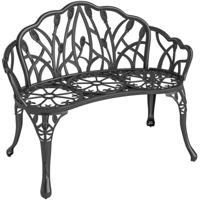 Outsunny Gartenbank 2-Sitzer Gussaluminium wetterfest Outdoor Sitzbank mit Tulpen-Rückenlehne Blumenmotiv, Durchbrochene Balkonbank bis 240kg Gartenmöbel Parkbank für Garten Park 99 x 57 x 78 cm Aosom Outsunny Gartenbank 2-Sitzer Gussaluminium wetterfest Outdoor Sitzbank mit Tulpen-Rückenlehne Blumenmotiv, Durchbrochene Balkonbank bis 240kg Gartenmöbel Parkbank für Garten Park 99 x 57 x 78 cm Aosom