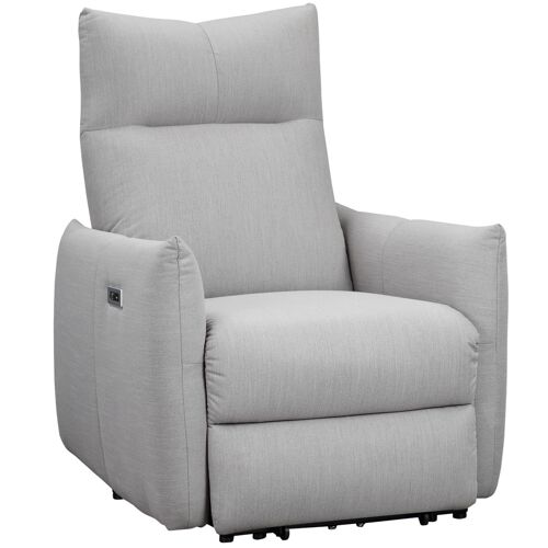HOMCOM Relaxsessel Liegesessel TV Sessel Einzelsofa 140° neigbar Fernsehsessel mit USB-Anschluss bis 150 kg 52,2W Polyester Grau 77 x 89 x 107 cm