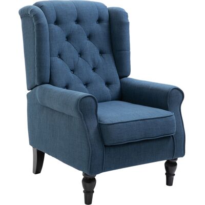 HOMCOM Ohrensessel Sessel mit Tufting, hoher Rückenlehne, Gepolstert Loungesessel mit abgerundeten Armlehnen, Holzbeine, für Schlafzimmer, Wohnzimmer, bis 160 kg, Blau Aosom HOMCOM Ohrensessel Sessel mit Tufting, hoher Rückenlehne, Gepolstert Loungesessel mit abgerundeten Armlehnen, Holzbeine, für Schlafzimmer, Wohnzimmer, bis 160 kg, Blau Aosom