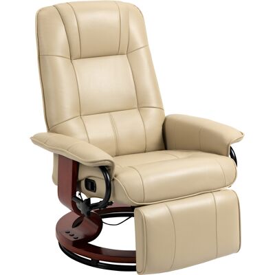 HOMCOM Relaxsessel Fernsehsessel mit Liegefunktion, Fußstütze, 360° Drehbar TV-Sessel mit Holzbeine, für Wohnzimmer, Kunstleder, Cremeweiß Aosom HOMCOM Relaxsessel Fernsehsessel mit Liegefunktion, Fußstütze, 360° Drehbar TV-Sessel mit Holzbeine, für Wohnzimmer, Kunstleder, Cremeweiß Aosom